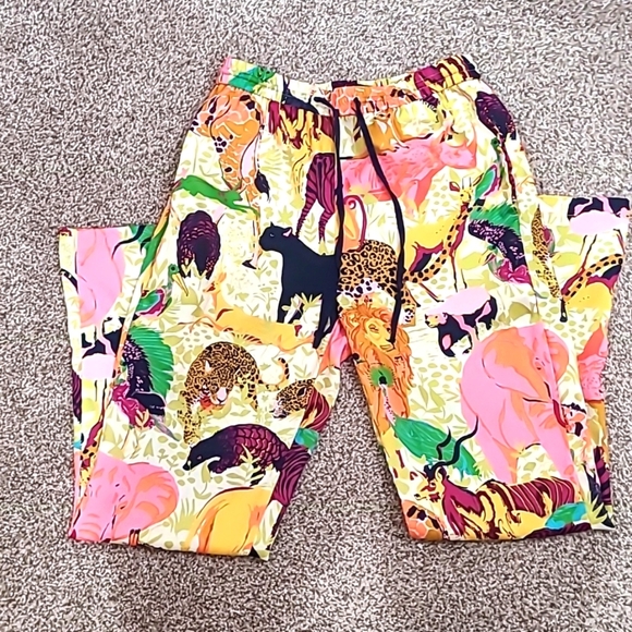 J. Crew Pants - J. Crew Ratti animal jungle safari print colorful wide leg satin pants